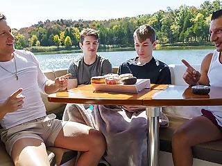 Jax Thirio & Dalton Riley take turns getting their step son-in-law's lad step sonnie's cock-squeezing puckers no condom on a boat - Family